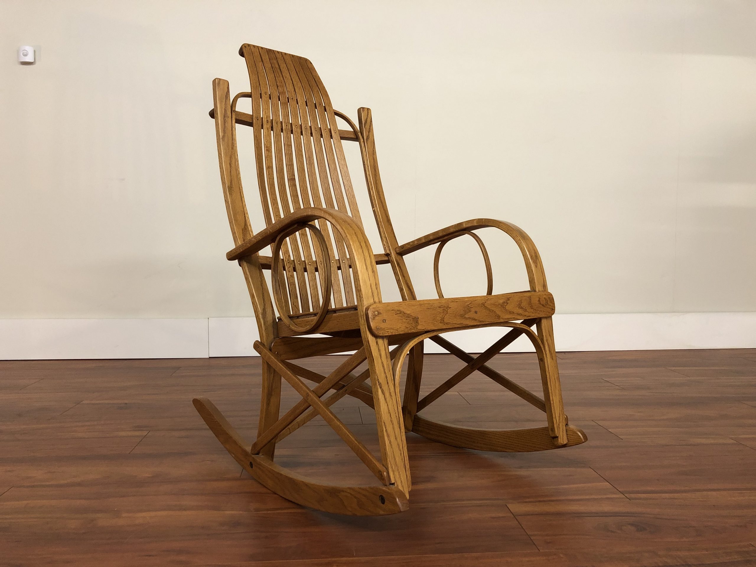 SOLD - Vintage Oak Bent Wood Rocking Chair - Modern to Vintage