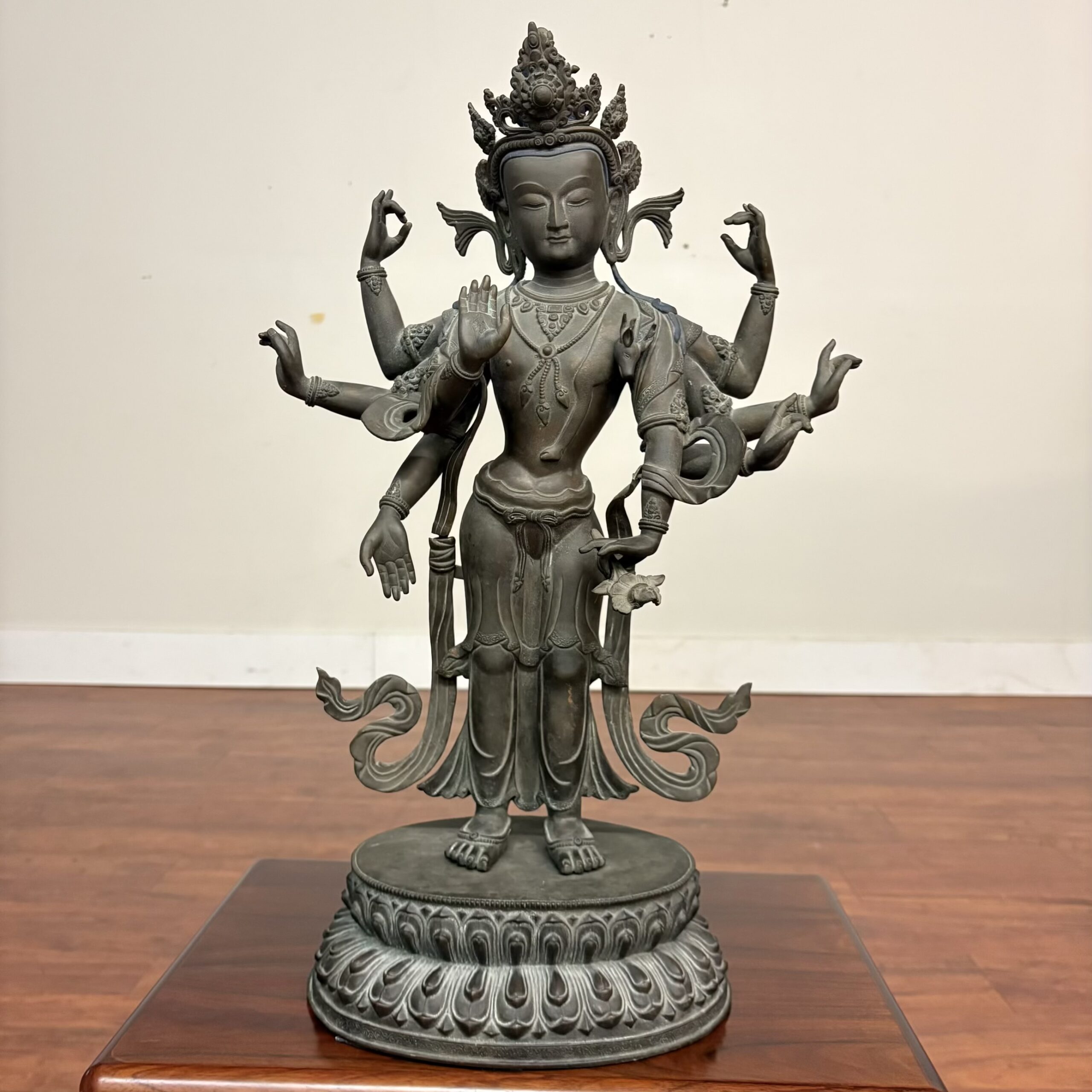 Bronze Eight-Armed Nepalese Bodhisattva Statue – $950