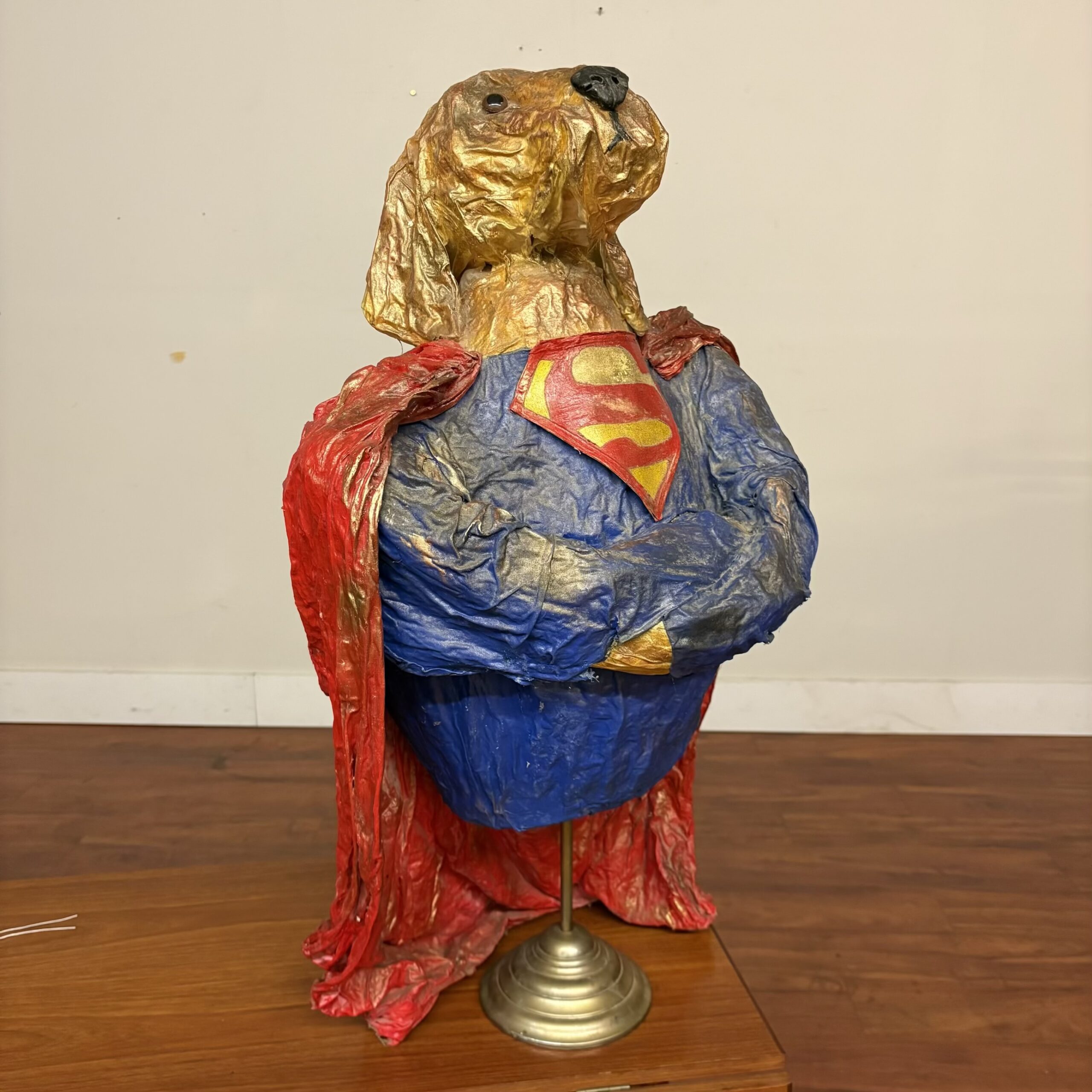 Superdog Vintage Paper Mache Sculpture – $375