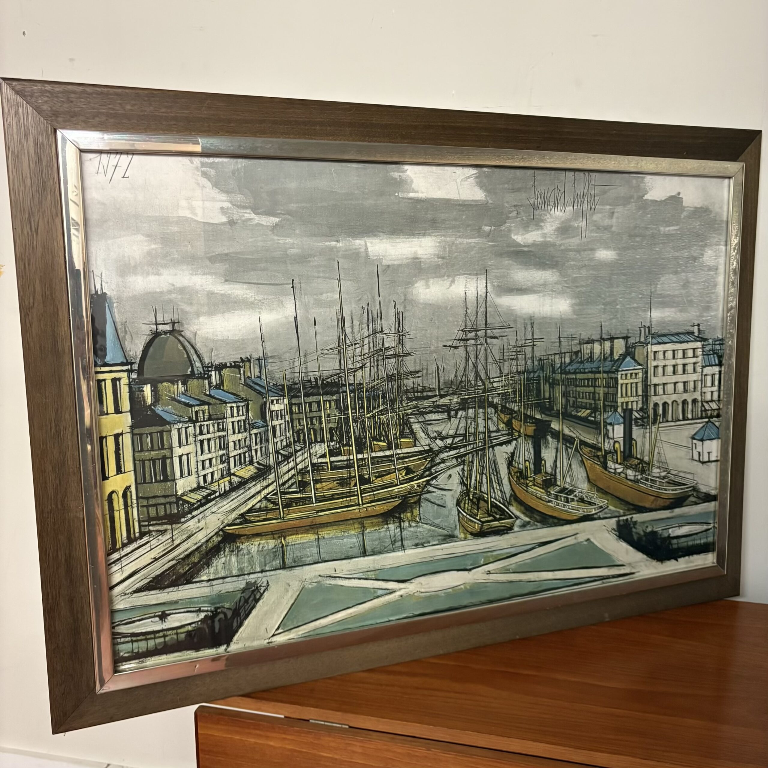 Bernard Buffet Harbor Scene Lithograph – $650