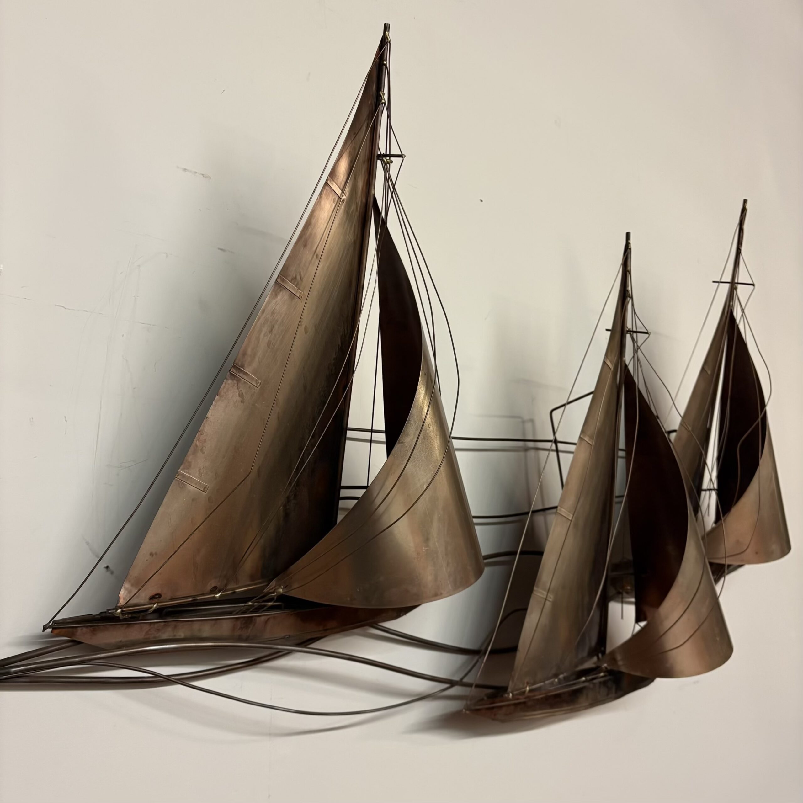 Vintage 1987 Curtis Jere Signed Metal Sailing Ship Boat Wall
