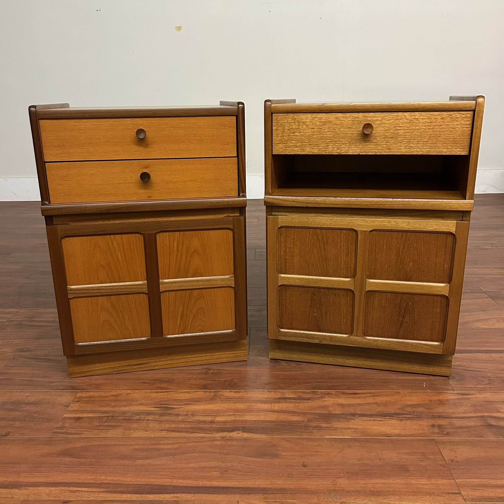 Nathan Squares Vintage Teak Nightstands Pair – $995