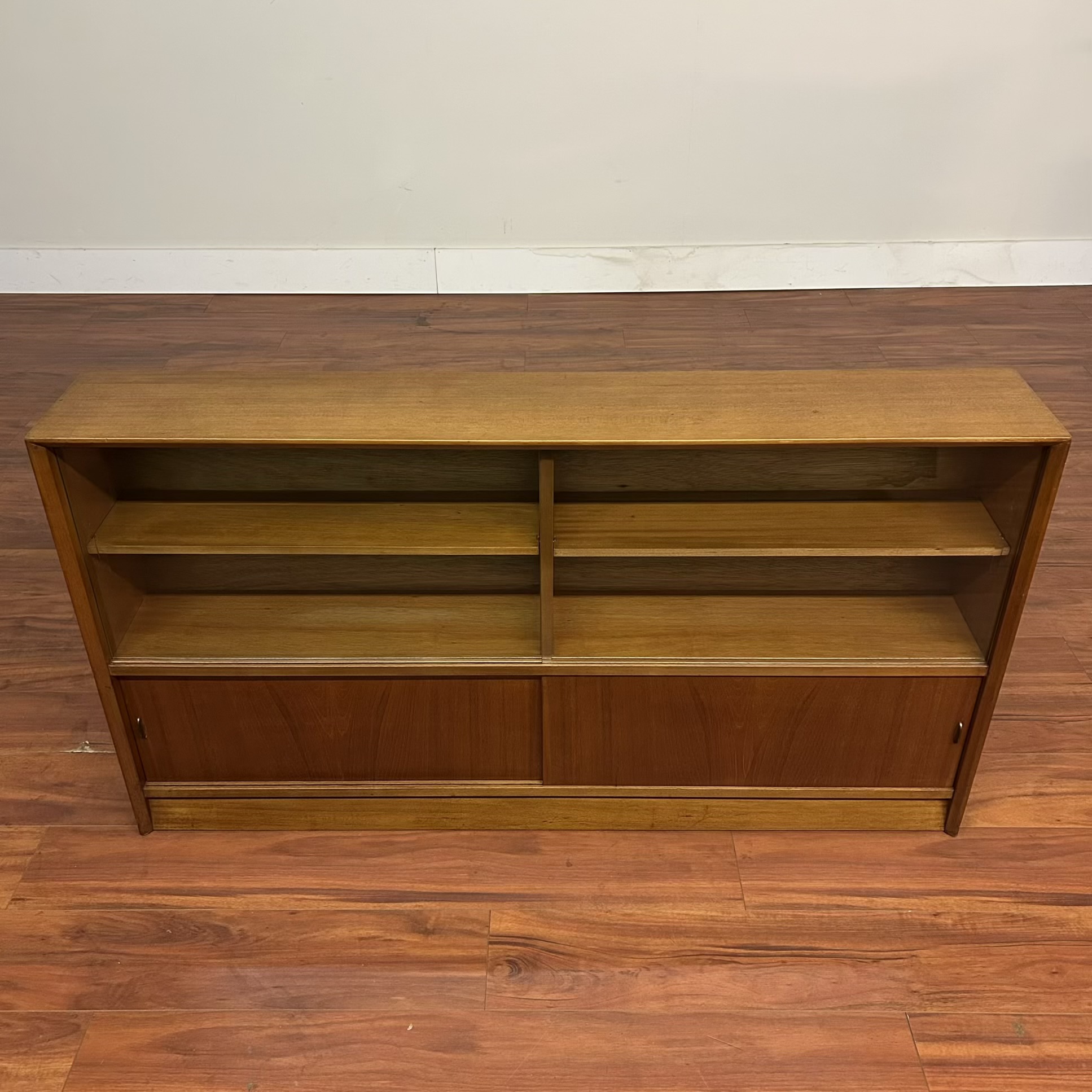 Vintage Mid-Century Long Bookcase Display – $695