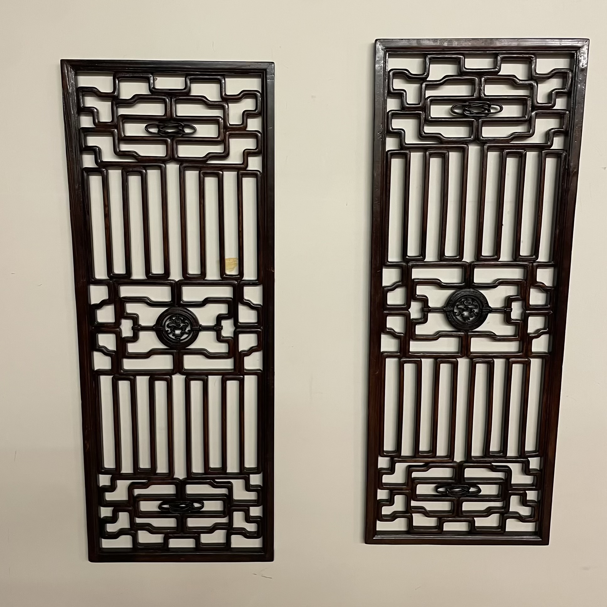 Chinese Antique Carved Wood Lattice Panels Pair – $695