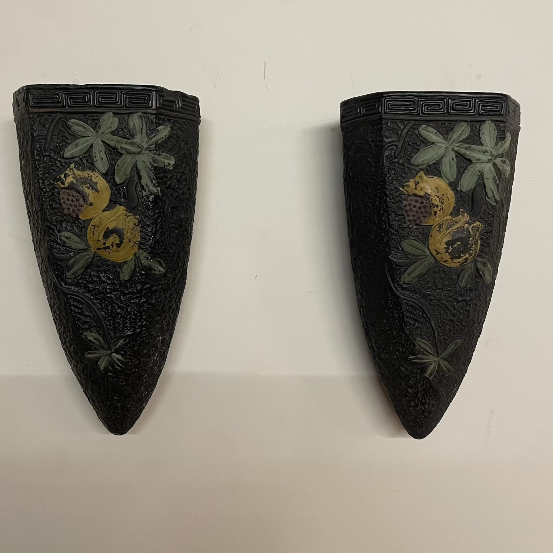 Japanese Pomegranate Motif Wall Pockets Pair – $125