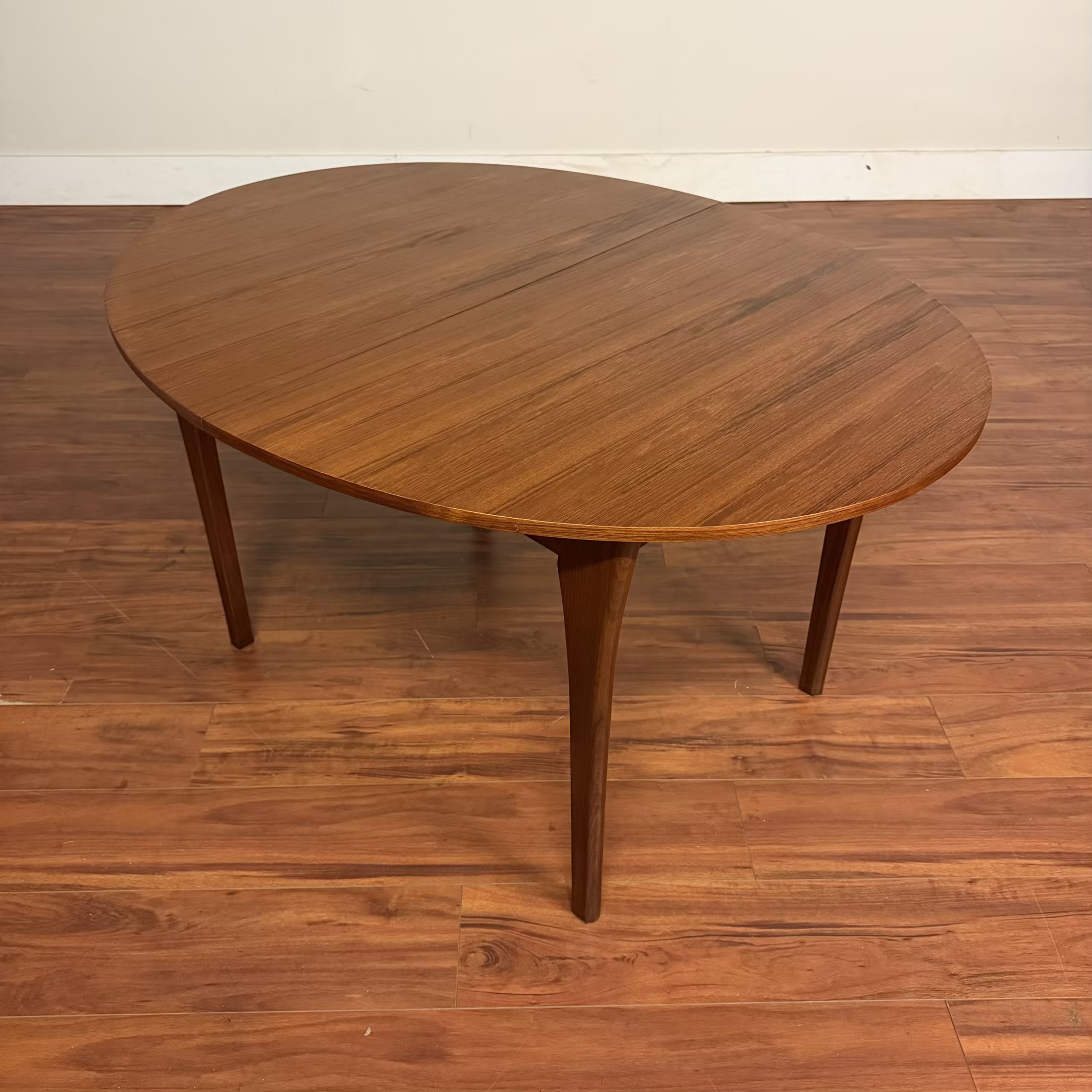 SOLD – Small Oval Teak Butterfly Leaf Dining Table